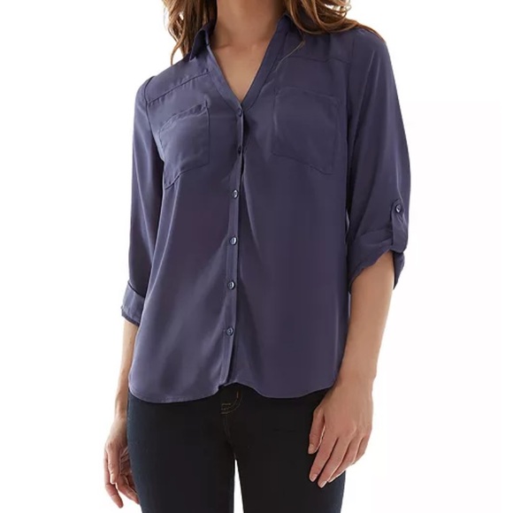Iz Byer Tops - Womens Casual Button Down Blouse